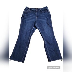 Judy Blue Cropped Straight Leg Raw Hem High Rise Stretch Jeans Womens Size 16 W